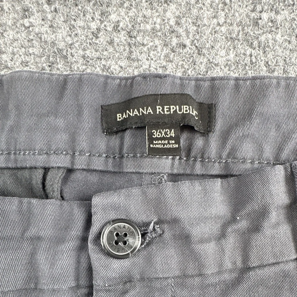 Banana Republic Mens Chino Pants 36x34 Gray Flat Front Stretch Straight Trousers